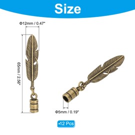 PATIKIL Bolo Tie Tips, Pack of 12, 2.56 Inch Alloy Spring Bolo Tie Accessories, Replacement Cord End Caps, 5 mm Diameter for DIY Craft Necklace Decor, Vintage Bronze