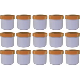 15 ointment containers, cream containers, flat ointment jar, 25 ml capacity, with orange lid, made in Germany