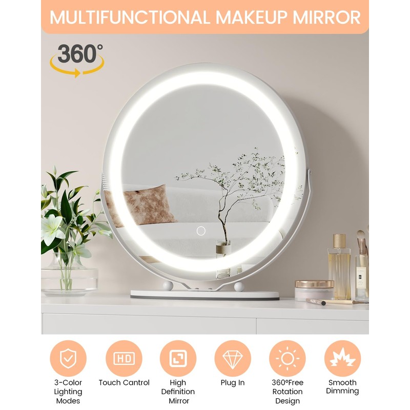 Takywep 19 Inch Large Vanity Mirror with Lights, 3 Colors