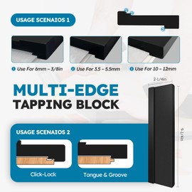 Laminate/Vinyl Flooring Tools, NAACOO Tapping Block for Vinyl Plank Flooring-Double Sided with Notches,10In Contour Gauge, Pull Bar, 40Pcs Floor Spacers,Rubber Mallet. Universal Floor Installation kit