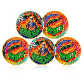 CHURYUML 5Pcs Dumpster Fire Response Team Coin Set - Hilarious I'm Fine Dumpster Fire Novelty Chip, Office Gifts for Coworkers Colleagues Employee Inspirational Gifts for Women Men Funny Office Decor