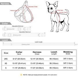 Beirui Lightweight Small Dog Harness Collar and Leash Set, Soft Cute Plaid Puppy Harness and Collar with Bowtie,Adjustable No Pull Pet Harness Small Sized Dog Cats Walking(Gray,XXS)