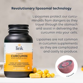 Curcumin, Turmeric & Black Pepper Extract | 210mg curcuminoids per dose Including 100mg liposomal curcuminoids | Vegan | 60 Capsules