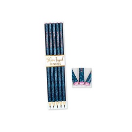 Design Group Pack 5 Totally Fierce Make A Note Gem Topped Pencils Set