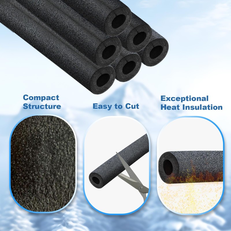 TOPDURE Insulating Foam Pipe Covers, Outdoor Water Pipe Insulation Water