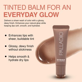 Palladio Butter Balm - Bálsamo Labial Hidratante con Tinte Transparente, Aloe, Péptidos, Manteca de Karité y Fórmula Vegana para Hidratación Instantánea, Caramel Glazed