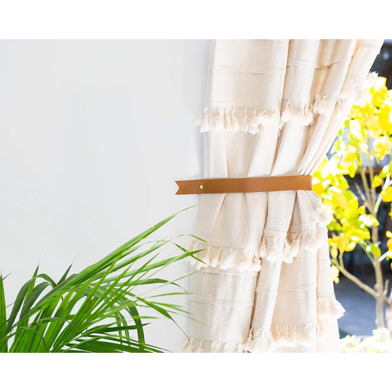 KEYAIIRA - Leather Curtain Tie Back - minimal curtain holdbacks,