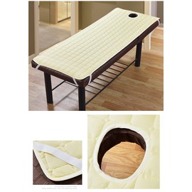 zalati Bed Covers Sheet with Face Breath Hole Polyester Elastic Rubber Cushion for Beauty Massage SPA Treatment 190X70cm - Beige