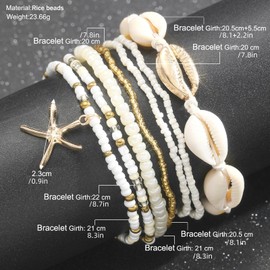 Lyfange Shell Ankle Bracelets for Women Boho Beach Puka Shells Anklet Waterproof Colorful Beaded Starfish Anklets Vacation Summer Beach Jewelry (Starfish)