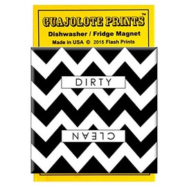 Dishwasher Magnet Clean Dirty Sign, Strong Clean and Dirty Magnet for Dishwasher (Black Chevron Stripes)