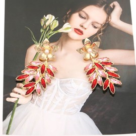 Leaf Cluster Earrings for Women, Leaf Chandelier Earrings for Girls, Pearl Flower Floral Leaf Statement Dangle Earrings, Bohemian Hawaiian Flower Drop Earrings, Zinc