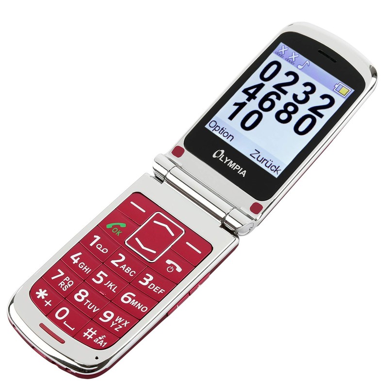 OLYMPIA Modell Style Plus Komfort-Mobiltelefon mit Großtasten und Farb-LC-Display rot