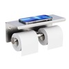 FreshGlow Double Toilet Paper Holder with Shelf, Wall Mount Tissue