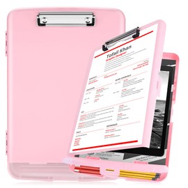 JDF3CISH Portapapeles de Almacenamiento, Portapapeles con Almacenamiento Multifunción,Portapapeles de Almacenamiento de Plástico, para Escuelas, Servicios Públicos, Oficinas Industriales, (Rosado)