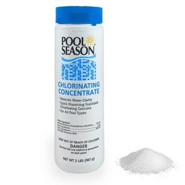 Pool Season 99% Di-Chlor Chlorinating Concentrate Shock and Sanitizer – Stabilized Granular Pool Chlorine – Kills Bacteria and Algae, Restores Clarity – Quick Dissolving – 2lb Bottle