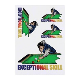 4 x 'The Billiard King' Temporary Tattoos - Water Resistant, Skin-Safe, Non-Toxic Transfers, Mixed Sizes (TO00071164)