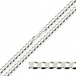 Christopher James of London CJoL - Solid 925 Sterling Silver 18" (46cm) 4.2mm Wide Flat Curb Chain In Gift Box - 8.5g