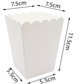 White Open-Top Popcorn Box Set of 36 Popcorn Favor Boxes Cardboard Candy Container Parties Popcorn Boxes Mini Paper Popcorn Box for Party(Open top 3 x 3 inch,Bottom Size 2.2 x 2.2Inch,Height-4.6 Inch)