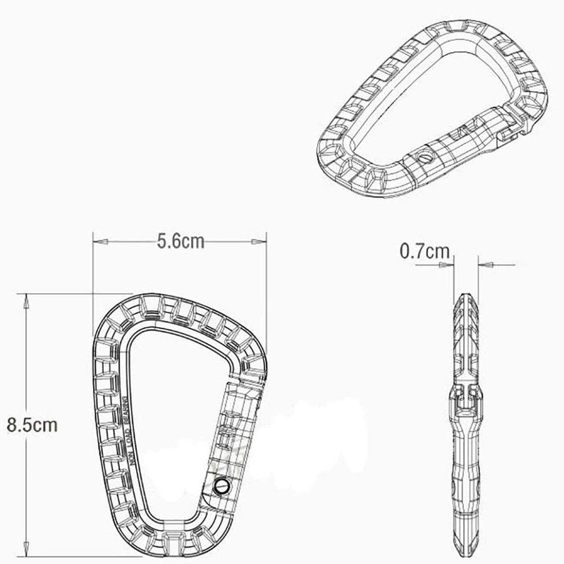 Wolike 5 Pcs Tactical Carabiner Clip D Shape High Strength