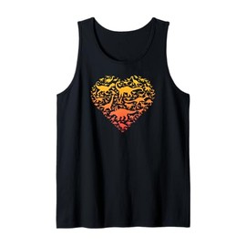 Colorful Cute Hearts Shape Silhouette Lover - Dinosaur Tank Top