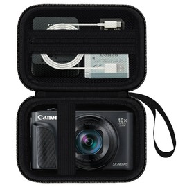 HESPLUS Camera Case for Canon PowerShot SX740/ SX730/ SX720/ SX620/ G7 X Mark II III Digital Camera, Camera Protective Box Hard Travel Storage Bag, Mesh Pocket fits Cable, Batteries, SD Card, Black