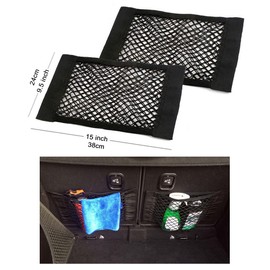 Universal Mesh Cargo Net Car Storage Net Wall Sticker Organizer Pouch Bag Storage Mesh Net for Car Trunk Storage Add On Organizers for Car Truck,15" x 9.5"(2 Packs)