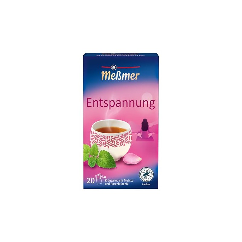 Meßmer Relaxation Herbal Tea with Melissa and Rose Petal Oil,