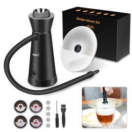 BORUIT Cocktail Smoker Kit,Smoking Gun Food Smoker with Cup Lid and 4 Flavors Wood Chips,Handheld Portable Drink and Food Smoker Infuser for Cocktails Meat Drinks BBQ Cheese(Black)