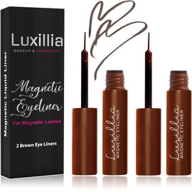 Luxillia Black Magnetic Eyeliner for Magnetic Eyelashes, Upgraded Strongest Hold, Most Natural Look, Waterproof, Smudge Proof Liquid Liner (Pack of 2)