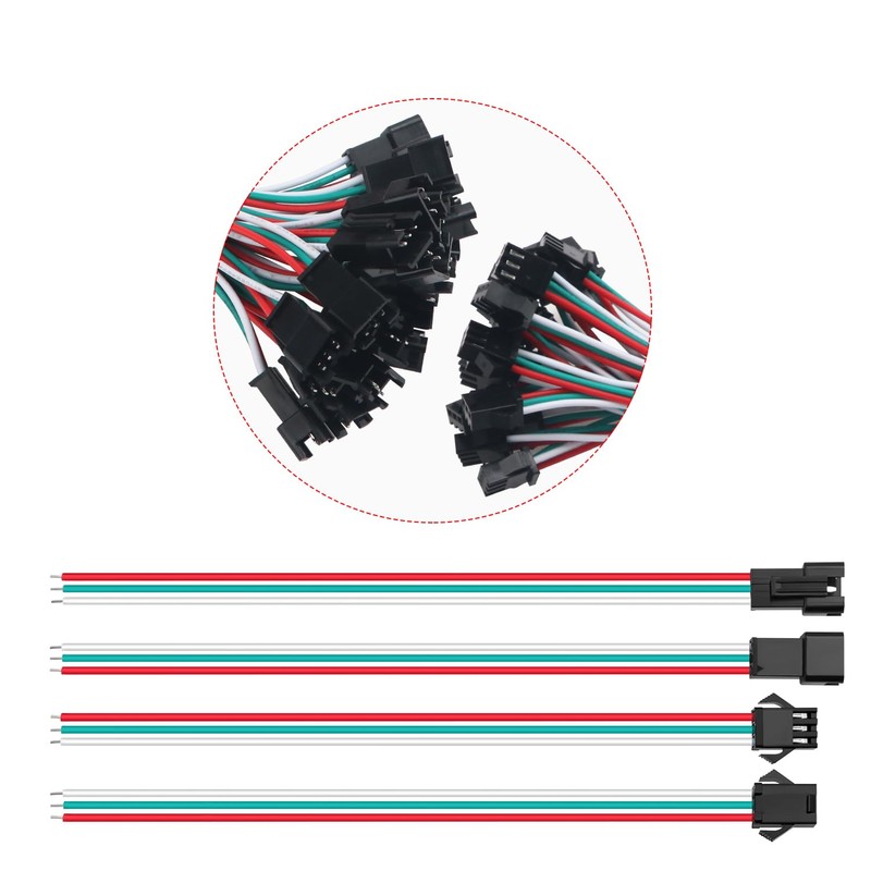 Lyeteung 20 Pairs JST SM 3 Pin Connectors, Mini Micro