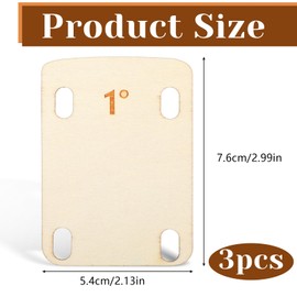 Sibba Guitar Neck Shims 3Pcs Solid Maple Wood Neck Shim Protection Wooden Bolt-on Neck Bolts Guitar Neck Plate Tool 0.25, 0.5, 1 Degree Musical Instrument Accessories for Bass Repairment