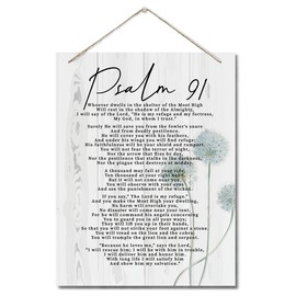 Psalms 91 Christian Inspirational Quote Decor Sign, Spiritual Wall Decor Sign, Hanging Printed Wall Plaque Wood Signs, Home Office Decor, Motivational Christian Family Home Decor Saying 10X7.8inch D