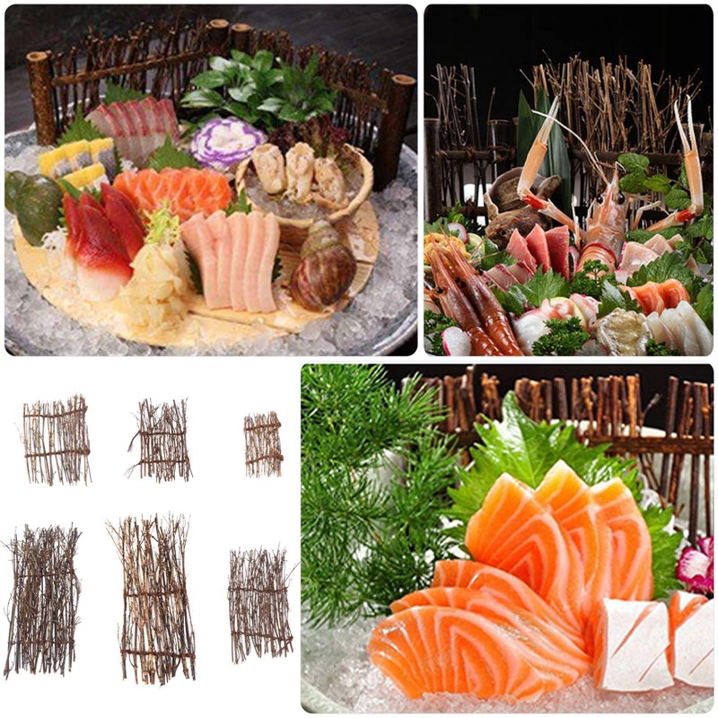 Cabilock Bamboo Fence Mat 6Pcs Mini Decorative Sushi Plate Mats