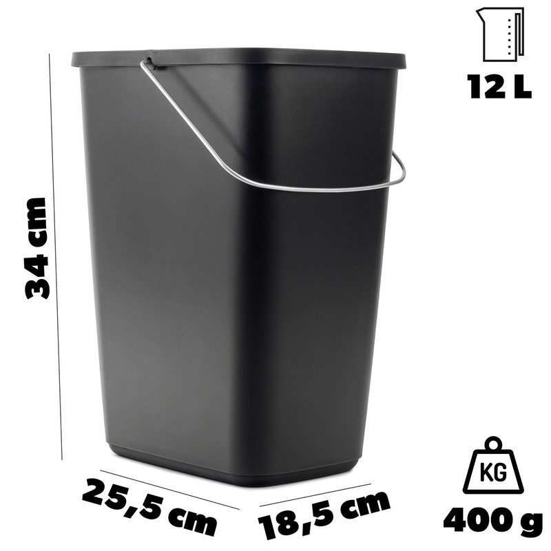 KADAX Lidless Bin with Movable Metal Handle, Robust Waste Bin,