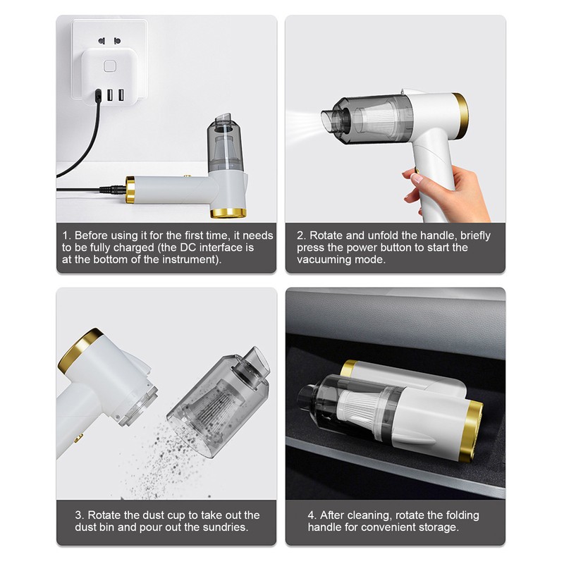 Handheld Vacuum Cleaner Cordless 90° Foldable 9000Pa 4000mAh Battery Rechargeable