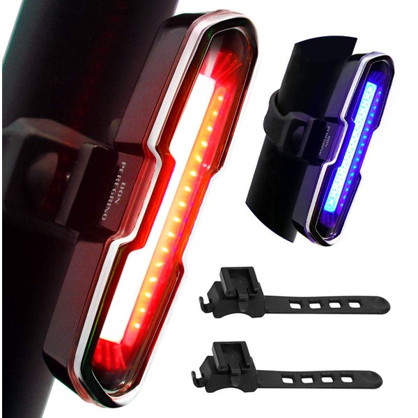 DON PEREGRINO B2 Bike Tail Light 110 Lumens High Brightness Red/Blue, Rear Bike Light USB-C Rechargeable with 5 Modes Bicycle Rear Light for Night Riding