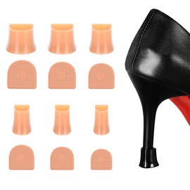 SooGree 6Pairs Stiletto Heel Cap Protectors, 6Sizes Heel Stoppers Heels Repair Caps, Anti-Noise Heel Covers for High Heel Shoes,Gravel,Wetlands,Outdoor (Apricot, 6 Sizes(XXS, XX, XS, S, M, L))