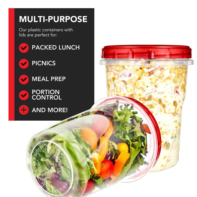 Stock Your Home 32oz Plastic Containers with Red Twist Top