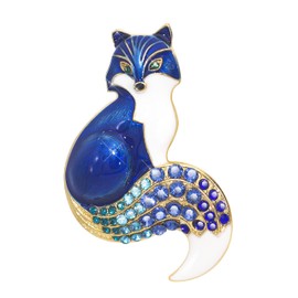 Fashion Cute Fox Brooch Enamel with Crystal Broche for Women Animal Corsage Lapel Pin Birthday Christmas Women Gift, Metal, Cristales