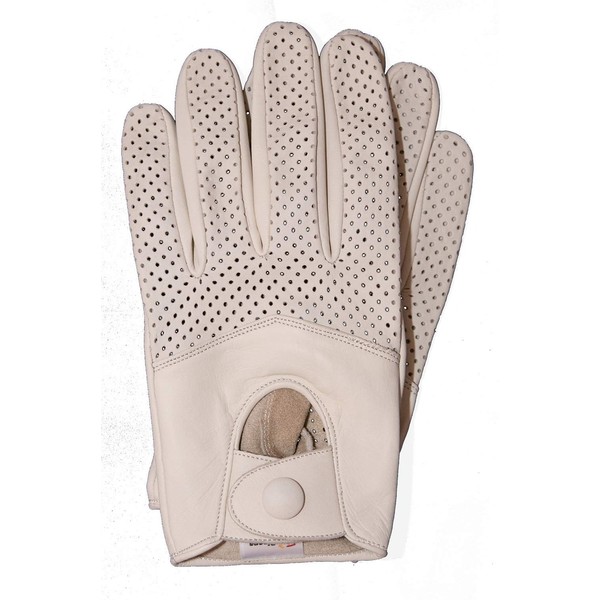 Riparo Women's Genuine Leather Half Mesh Full-Finger Driving Motorcycle Summer