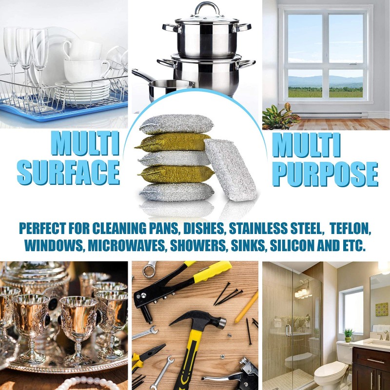 SmokEase 6 Pack Gold Silver Non Scratch Cleaning Sponges for