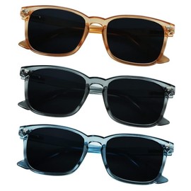 YEIN 3Pack Reading Sunglasses for Men/Women,Fashion Sunglasses for Wear(Champagne+Clear Gray+Clear Blue, 2.50 Magnification)