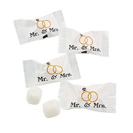 Fun Express 14 oz. Mr. & Mrs. Wedding Classic White Buttermints - Approximately 108 Pieces - Great for Weddings and Bridal Shower Events