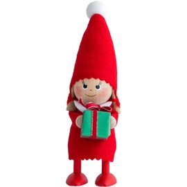 NORDIKA nisse Nordica Nisse Christmas Wooden Doll Girl with Present Green