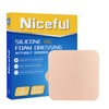 Niceful Silver Silicone Adhesive Foam Dressing Without Border, 4"×4" Ag
