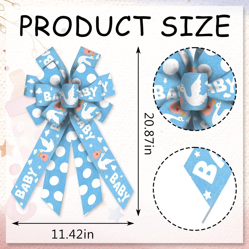 Estivaux Large Baby Shower Bows for Wreath, Gender Reveal Wreath