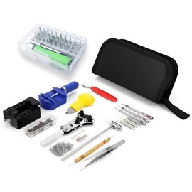 Set de Reparacion de Relojes Herramienta Correa 108 pzs de Barra de Resorte Destapador de Caja de Pila Relojero Joyero Set Estuche Portatil (Kit Relojero + Kit Desarmador)