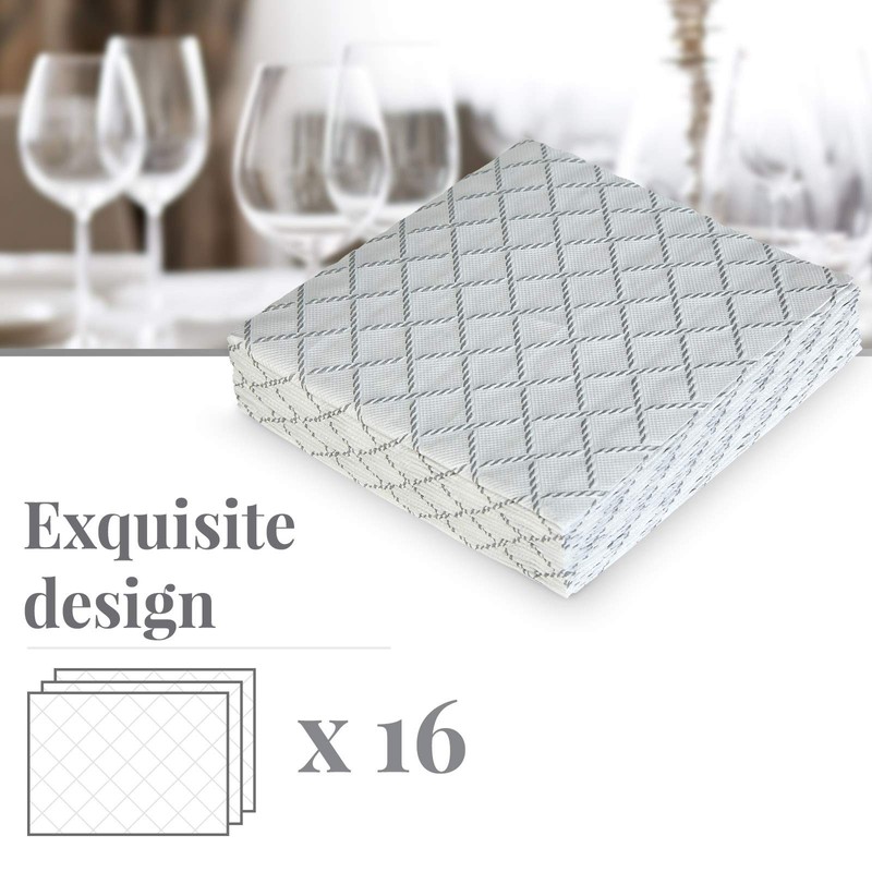 Silver Spoons DISPOSABLE QUILTED COCKTAIL NAPKINS European Made for Upscale