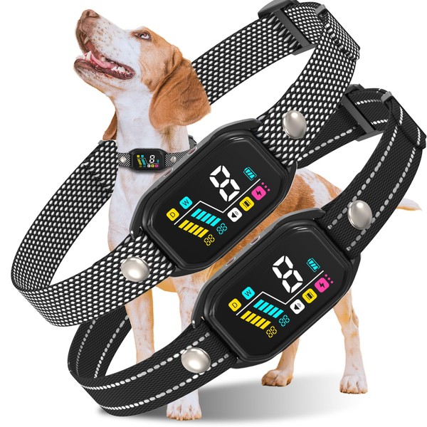 2PCS Dog Bark Collar for Large Medium Small Dogs 8-150lbs,