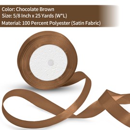 Qjaiune Chocolate Brown Satin Ribbon 5/8 Inch x 25 Yards Ribbon, Wedding Bouquet Ribbon Pink Silk Ribbon, Silky Polyester Ribbon Shiny Fabric Ribbon for Hair Gift Wrapping Flower Bouquet Crafts Sewing